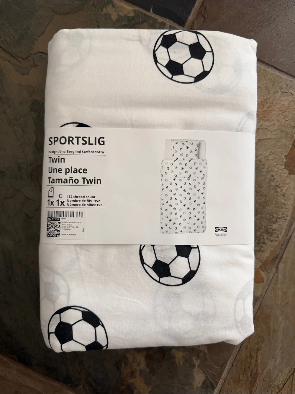 IKEA White Kids Bedding with Soccer Print